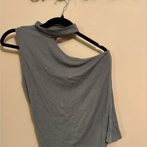 Elegant Gray One-Shoulder Blouse